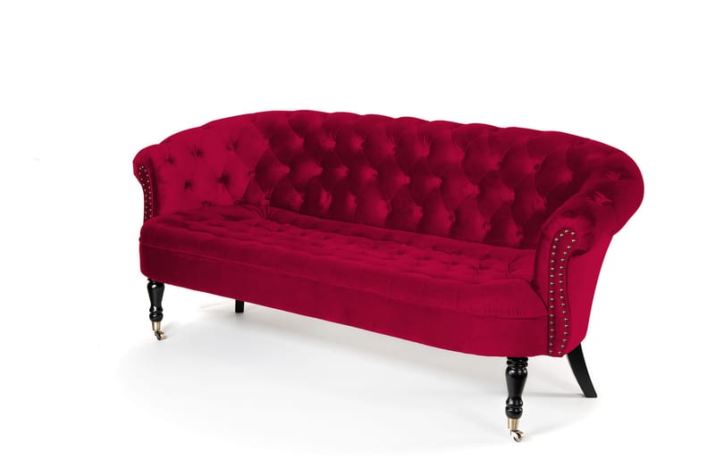 Chesterfield Ludovic Soffa 3-sits - Cerise - Chesterfield soffa - 3 sits soffa - Sammetssoffa