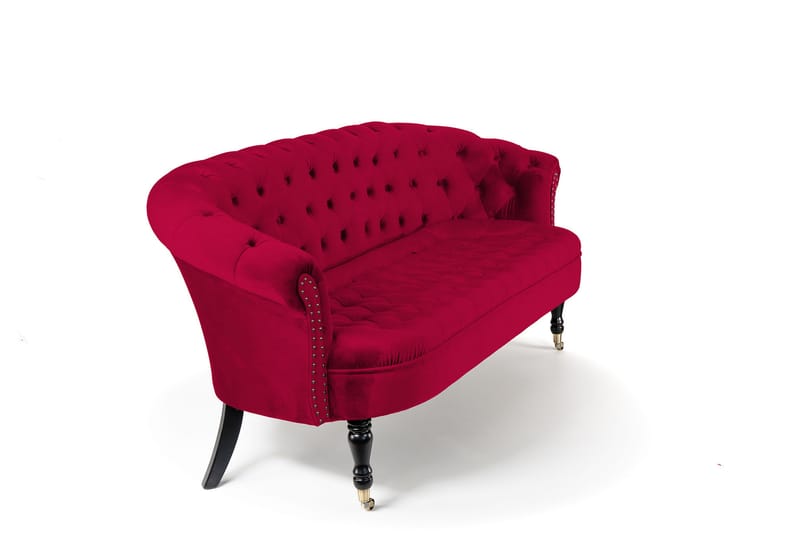 Chesterfield Ludovic Soffa 3-sits - Cerise - Chesterfield soffa - 3 sits soffa - Sammetssoffa