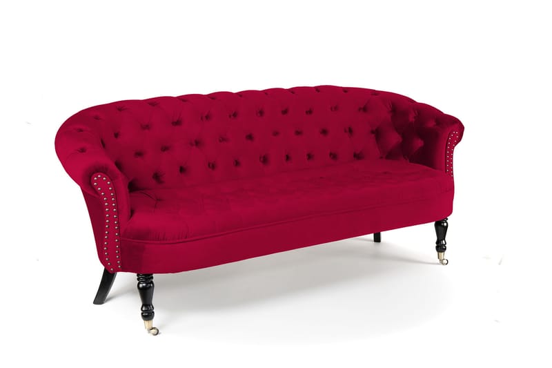 Chesterfield Ludovic Soffa 3-sits - Cerise - Chesterfield soffa - 3 sits soffa - Sammetssoffa