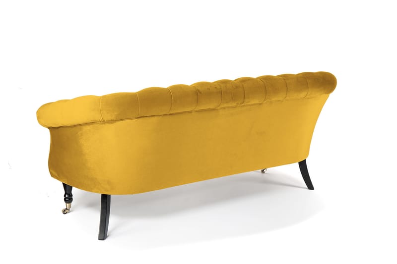 Chesterfield Ludovic Soffa 3-sits - Gul - Chesterfield soffa - 3 sits soffa - Sammetssoffa