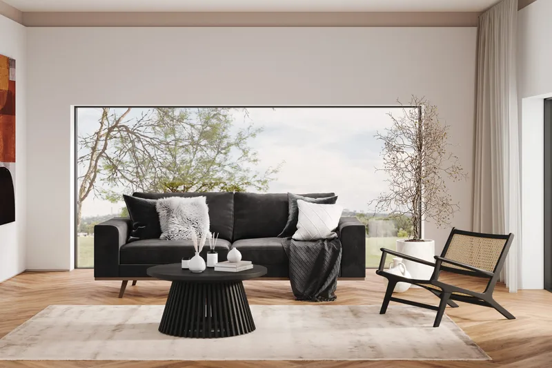 Copenhagen 3-sits Sammetssoffa - Mörkgrå - Möbler - Soffa - 3 sits soffa