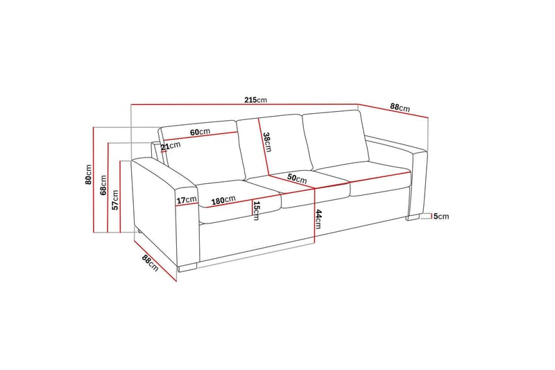 Crazy 3-sits Soffa i Konstläder - Svart - Möbler - Soffa - Skinnsoffor