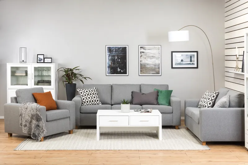 Crazy 3-sits Tygsoffa - Grå - Möbler - Soffa - 3 sits soffa