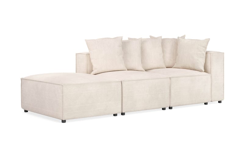 Cubo 3-sits Djup Modulsoffa + Fotpall i Manchester - Beige - Möbler - Soffa - Modulsoffor - Komplett modulsoffa