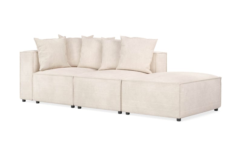 Cubo 3-sits Djup Modulsoffa + Fotpall i Manchester - Beige - Möbler - Soffa - Modulsoffor - Komplett modulsoffa