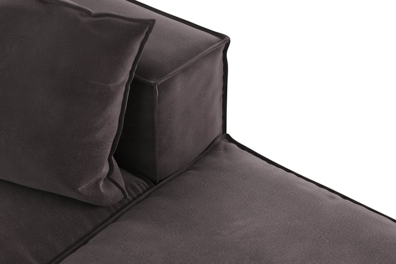 Cubo 3-sits Djup Modulsoffa + Fotpall i Sammet - Mörkgrå - Möbler - Soffa - 3 sits soffa