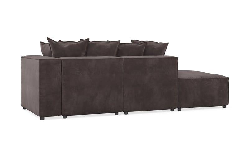Cubo 3-sits Djup Modulsoffa + Fotpall i Sammet - Mörkgrå - Möbler - Soffa - 3 sits soffa