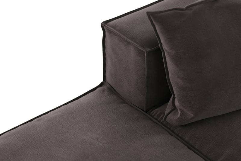 Cubo 3-sits Djup Modulsoffa + Fotpall i Sammet - Mörkgrå - Möbler - Soffa - 3 sits soffa