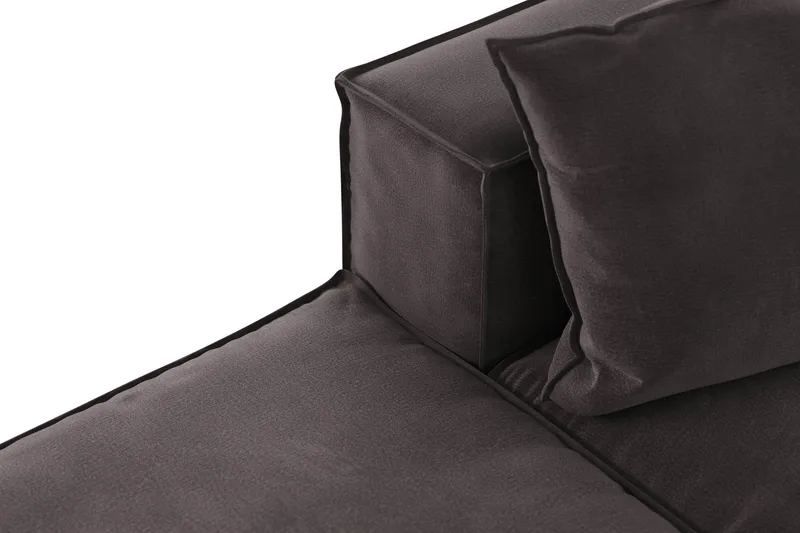 Cubo 3-sits Djup Modulsoffa + Fotpall i Sammet - Mörkgrå - Möbler - Soffa - 3 sits soffa