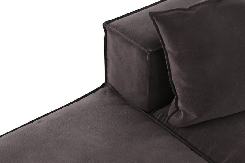 Cubo 3-sits Djup Modulsoffa + Fotpall i Sammet - Mörkgrå - Möbler - Soffa - Modulsoffor - Komplett modulsoffa