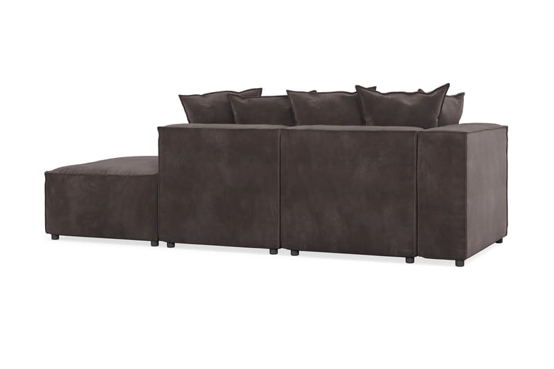 Cubo 3-sits Djup Modulsoffa + Fotpall i Sammet - Mörkgrå - Möbler - Soffa - Modulsoffor - Komplett modulsoffa
