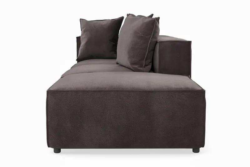 Cubo 3-sits Djup Modulsoffa + Fotpall i Sammet - Mörkgrå - Möbler - Soffa - Modulsoffor - Komplett modulsoffa