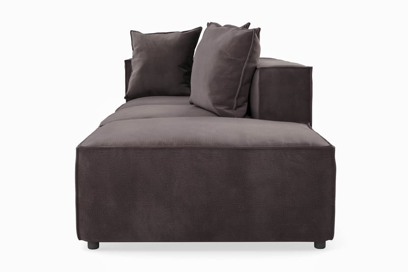 Cubo 3-sits Djup Modulsoffa + Fotpall i Sammet - Mörkgrå - Möbler - Soffa - Modulsoffor - Komplett modulsoffa
