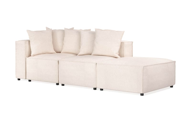 Cubo 3-sits Djup Modulsoffa + Fotpall i Tyg - Beige - Möbler - Soffa - Modulsoffor - Komplett modulsoffa
