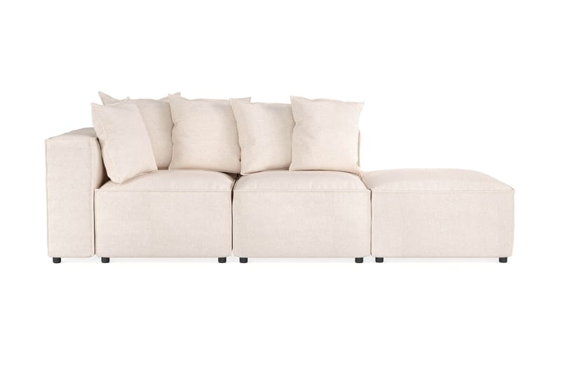 Cubo 3-sits Djup Modulsoffa + Fotpall i Tyg - Beige - Möbler - Soffa - 3 sits soffa