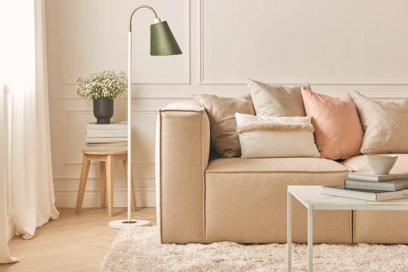 Cubo 3-sits Djup Modulsoffa + Fotpall i Tyg - Beige - Möbler - Soffa - 3 sits soffa