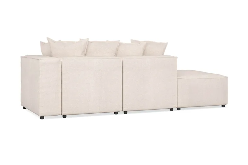 Cubo 3-sits Djup Modulsoffa + Fotpall i Tyg - Beige - Möbler - Soffa - Modulsoffor - Komplett modulsoffa