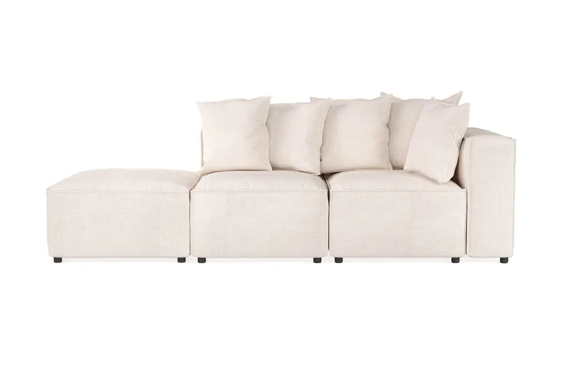 Cubo 3-sits Djup Modulsoffa + Fotpall i Tyg, Beige