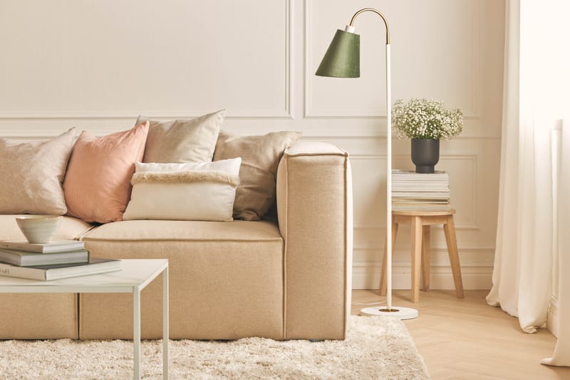 Cubo 3-sits Djup Modulsoffa + Fotpall i Tyg - Beige - Möbler - Soffa - Modulsoffor - Komplett modulsoffa