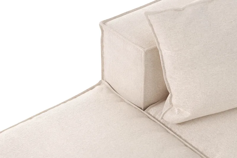 Cubo 3-sits Djup Modulsoffa + Fotpall i Tyg - Beige - Möbler - Soffa - Modulsoffor - Komplett modulsoffa