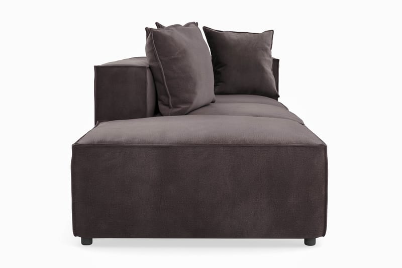 Cubo 3-sits Djup Modulsoffa + Fotpall i Sammet - Mörkgrå - Möbler - Soffa - Modulsoffor - Komplett modulsoffa