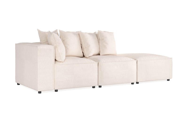 Cubo 3-sits Djup Modulsoffa + Fotpall i Tyg - Beige - Möbler - Soffa - Modulsoffor - Komplett modulsoffa