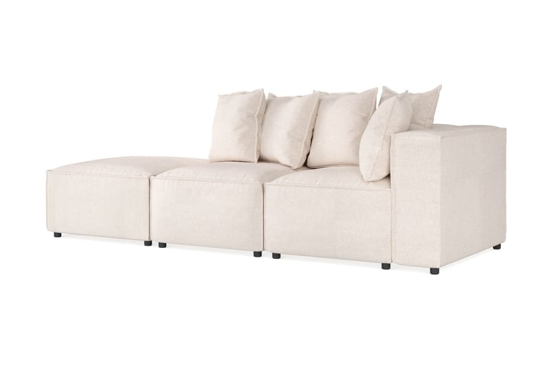 Cubo 3-sits Djup Modulsoffa + Fotpall i Tyg - Beige - Möbler - Soffa - Modulsoffor - Komplett modulsoffa