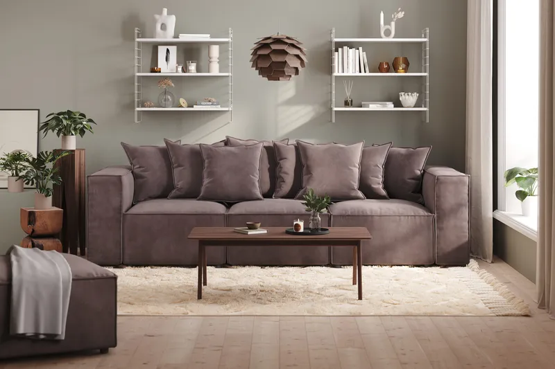 Cubo 4-sits Djup Modulsoffa i Sammet - Mörkgrå - Möbler - Soffa - 3 sits soffa