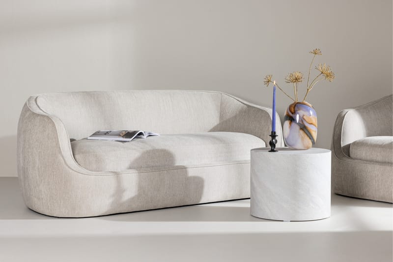 Elio 3-sits Mjuk Svängd Soffa i Tyg - Ljusbeige - Möbler - Soffa - 3 sits soffa