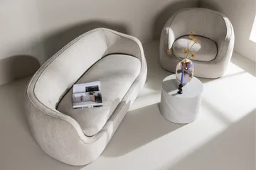 Elio 3-sits Mjuk Svängd Soffa i Tyg - Ljusbeige - Möbler - Soffa - 3 sits soffa