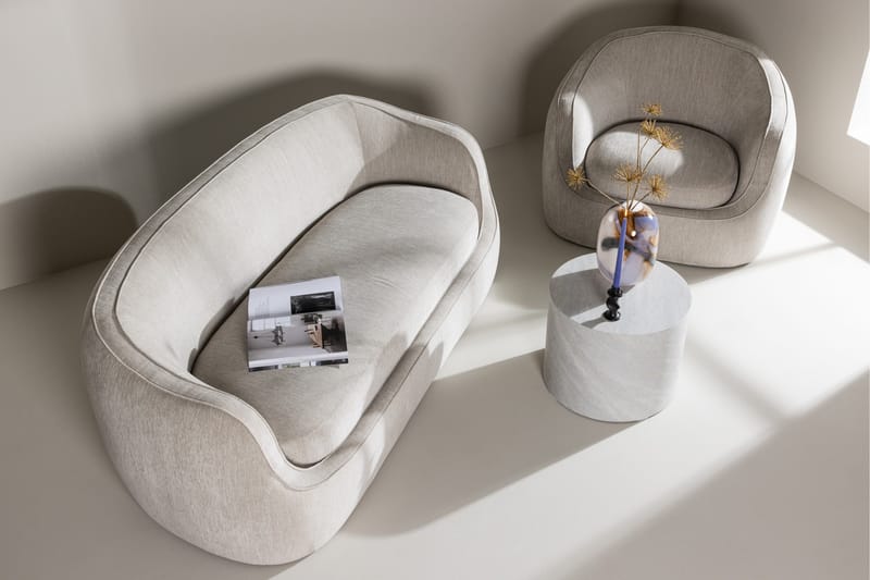 Elio 3-sits Mjuk Svängd Soffa i Tyg - Ljusbeige - Möbler - Soffa - 3 sits soffa