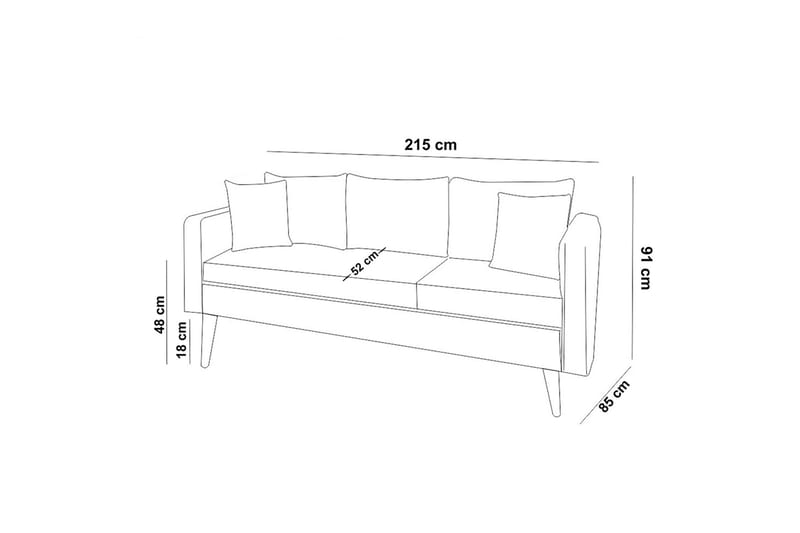 Espeut 3-sits Soffa - Brun - 3 sits soffa