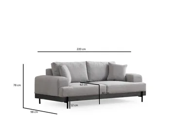 Eti 3-sits Soffa 98 cm i Tyg med Låga Armstöd - Grå - Möbler - Soffa - 3 sits soffa