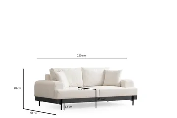 Eti 3-sits Soffa 98 cm i Tyg med Låga Armstöd - Vit - Möbler - Soffa - 3 sits soffa