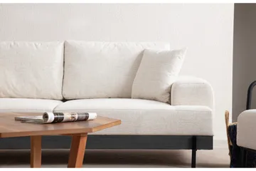 Eti 3-sits Soffa 98 cm i Tyg med Låga Armstöd - Vit - Möbler - Soffa - 3 sits soffa