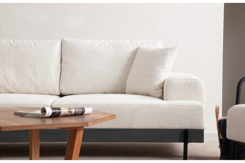 Eti 3-sits Soffa 98 cm i Tyg med Låga Armstöd - Vit - Möbler - Soffa - 3 sits soffa