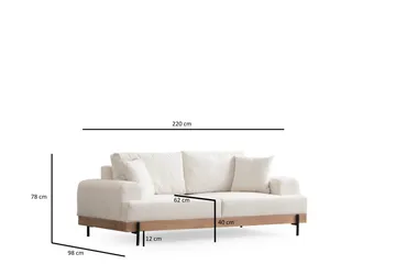 Eti 3-sits Soffa i Tyg med Träunderrede - Vit - Möbler - Soffa - 3 sits soffa
