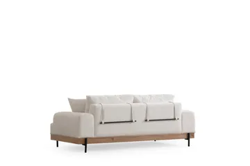 Eti 3-sits Soffa i Tyg med Träunderrede - Vit - Möbler - Soffa - 3 sits soffa