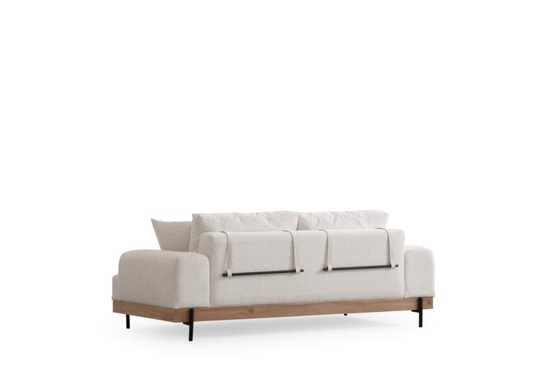 Eti 3-sits Soffa i Tyg med Träunderrede - Vit - Möbler - Soffa - 3 sits soffa