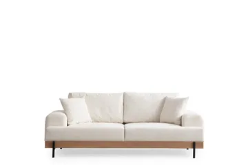 Eti 3-sits Soffa i Tyg med Träunderrede - Vit - Möbler - Soffa - 3 sits soffa