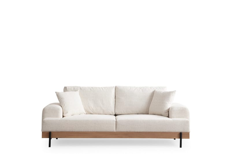 Eti 3-sits Soffa i Tyg med Träunderrede - Vit - Möbler - Soffa - 3 sits soffa