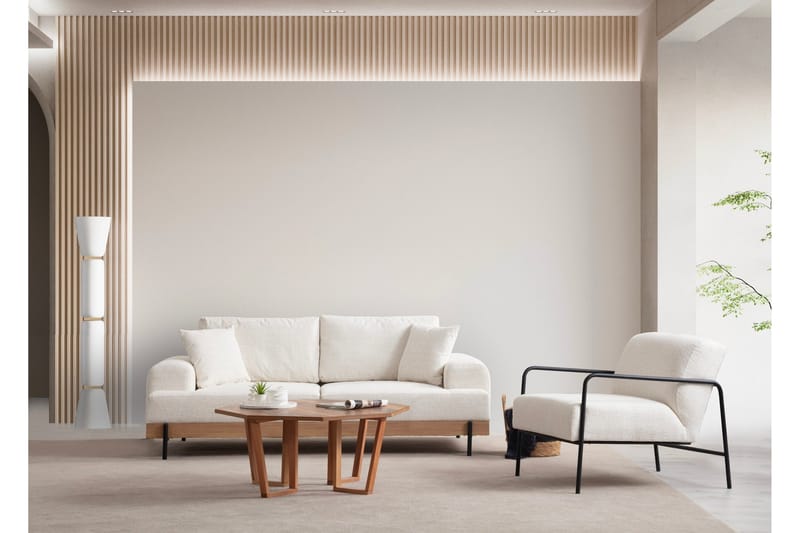 Eti 3-sits Soffa i Tyg med Träunderrede, Vit