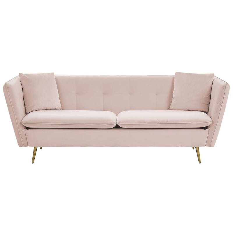 3-sits soffa Frederica - Rosa, guld/Sammet - Möbler - Soffa - Chesterfield soffa