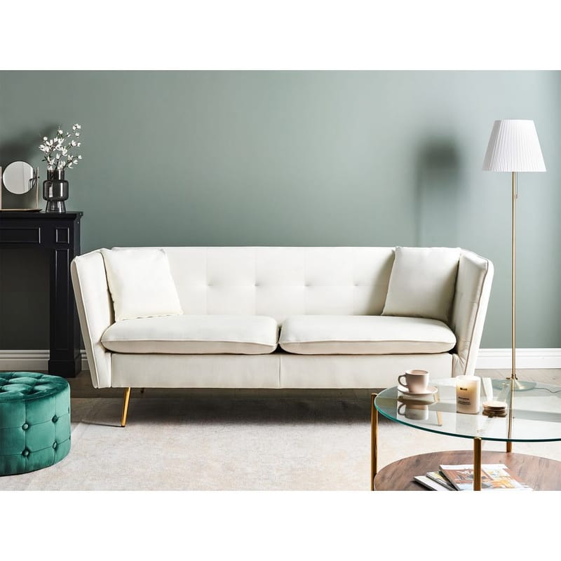 3-sits soffa Frederica - Vitt, guld/Sammet - Möbler - Soffa - Chesterfield soffa