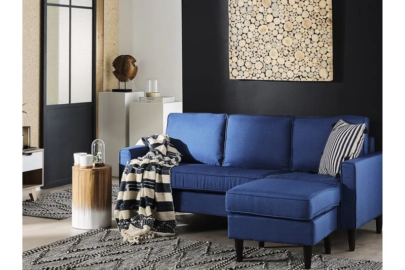 Fuimaono Soffa med Fotpall - Blå - Möbler - Soffa - 3 sits soffa