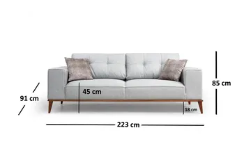 Jonnesha 3-Sits Soffa - Grå - Möbler - Soffa - Bäddsoffa - Bäddsoffa 3 sits