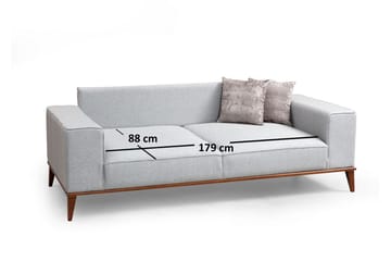 Jonnesha Bäddsoffa Knappad Rygg i Tyg med Träben - Grå - Möbler - Soffa - Bäddsoffa - Bäddsoffa 3 sits