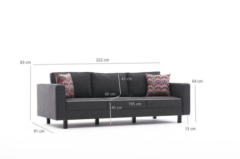 Kaletea Soffa 3-sits - Antracit - Möbler - Soffa - 3 sits soffa