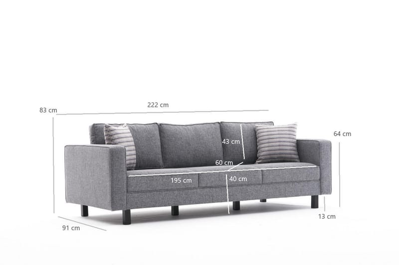 Kaletea Soffa 3-sits - Grå - Möbler - Soffa - 3 sits soffa