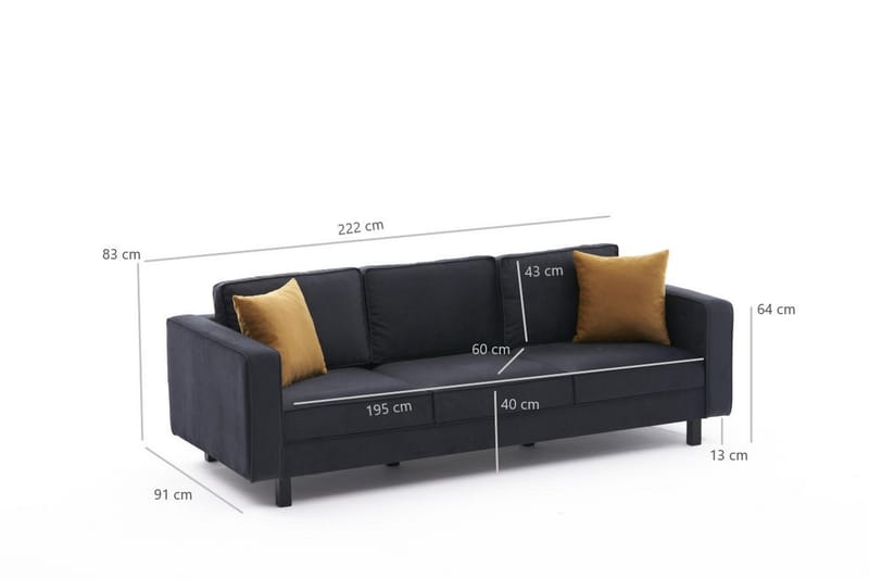Kaletea Soffa 3-sits - Mörkgrå - Möbler - Soffa - 3 sits soffa